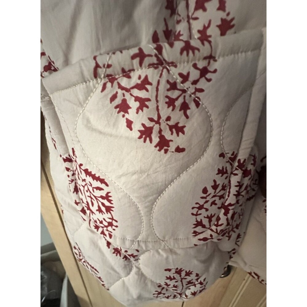 SONMER Cream /Wine Jacquard Print Quilted Poplin Cotton Jacket Sz M Retail $310 - Picture 5 of 8